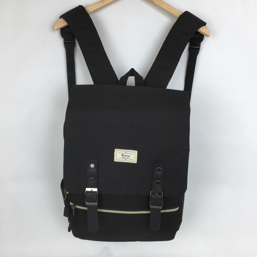 ⚜️Black Canvas Flap Backpack for Women - Picture 8 of 15